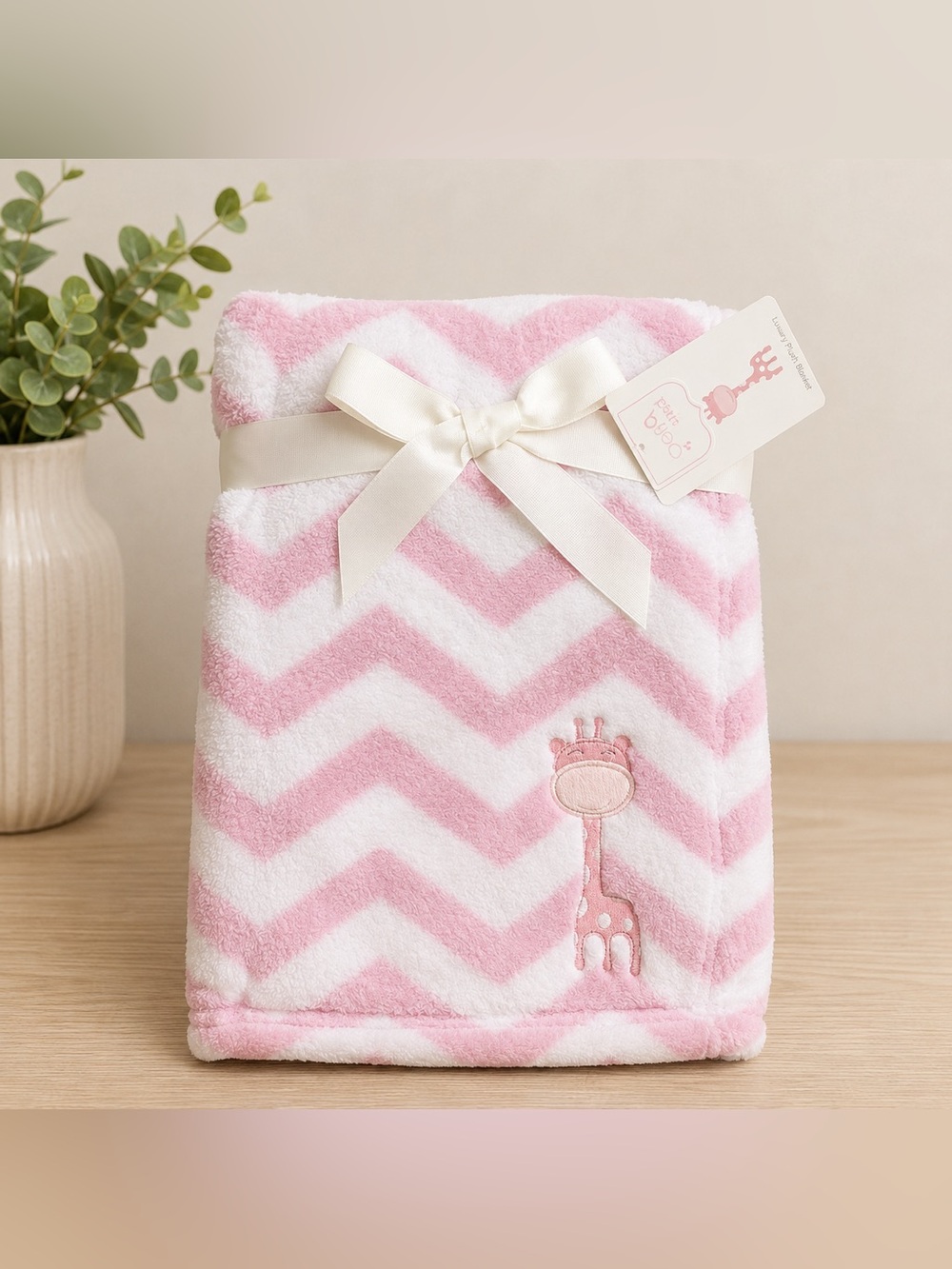 NWT Being Little Pink and White Chevron Baby Blanket